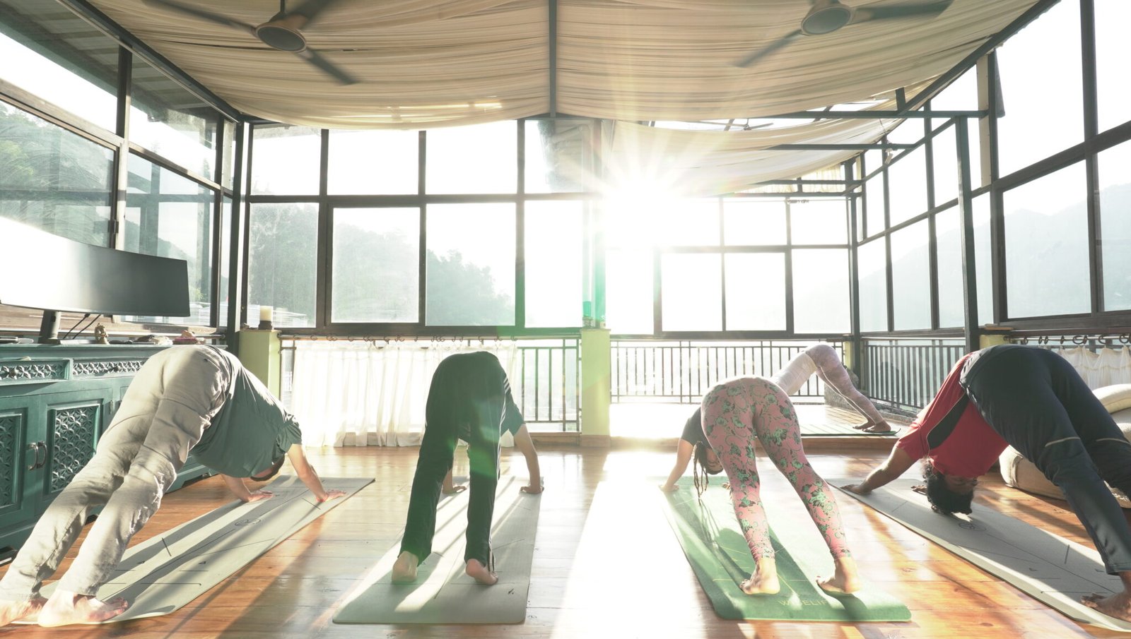 Aavya wellness retreat in Rishikesh - yoga deck overlooking Himalayan foothills
